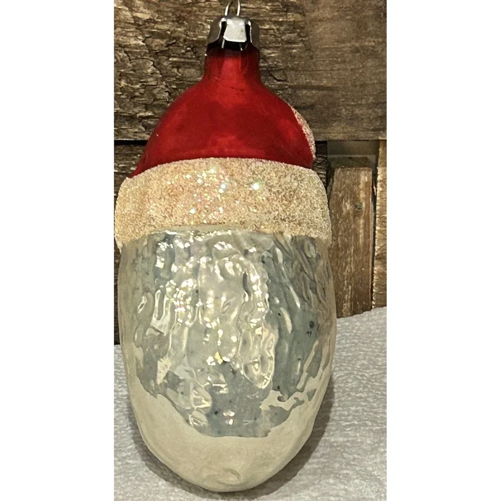 Santa , Mouth‎ Blown Glass Christmas Ornament Decoration, Made in USA